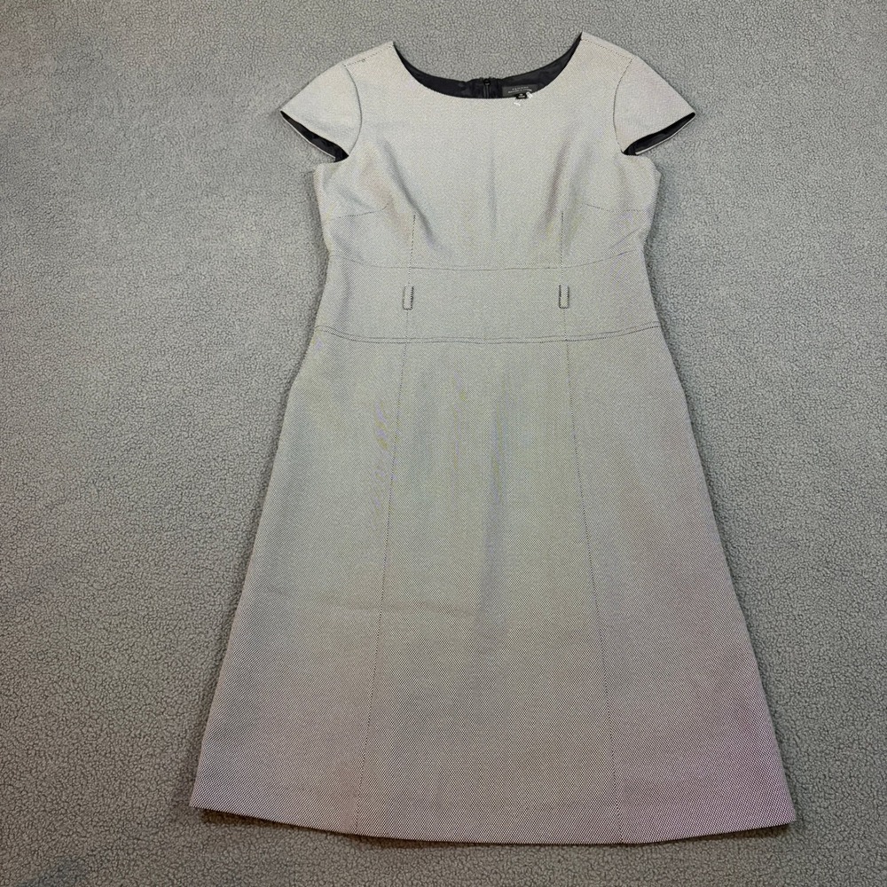 Tahari Arthur S. Levine Dress Womens 10 Black White Sheath Cap Sleeve 8120M751